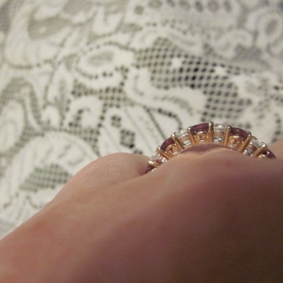 Gems En Vogue Michael Valitutti Rhodolite Zircon Eternity Band Ring Sz 7 - Picture 2 of 5